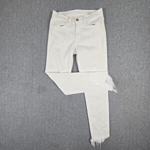 Bridge by Gly Jeans Womens Size 25 Mid Rise Ankle Skinny White Frayed Hem